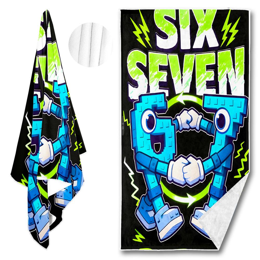 1 Stück Six Seven 67 Freundschaft Strandtuch Schnelltrocknend Polyester Leicht Weich Badetuch Für Reisen Surfen Camping Strand Wesent