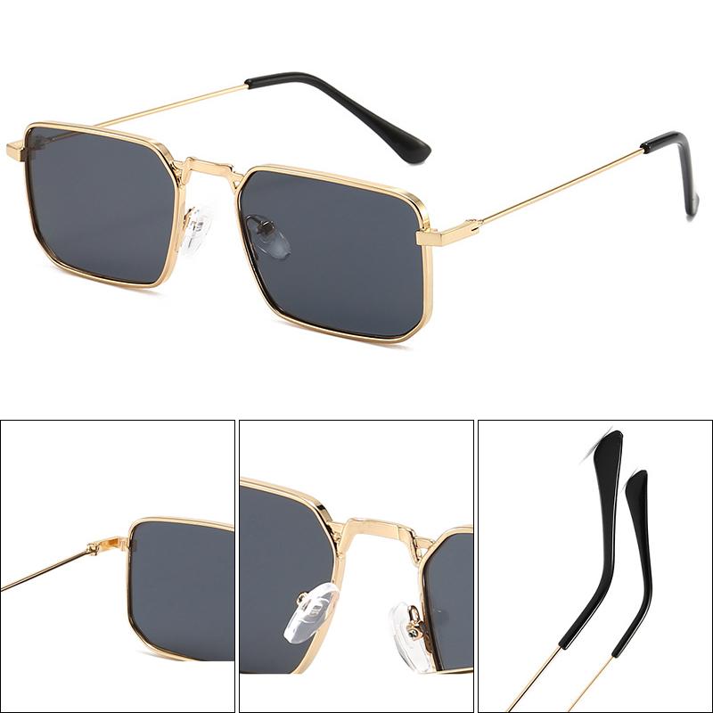 Xiaomi Women Retro Metal Square Sunglasses UV400 Slim Thin Metal Frame Fashion Shades for Travel Driving Street Daily Wear