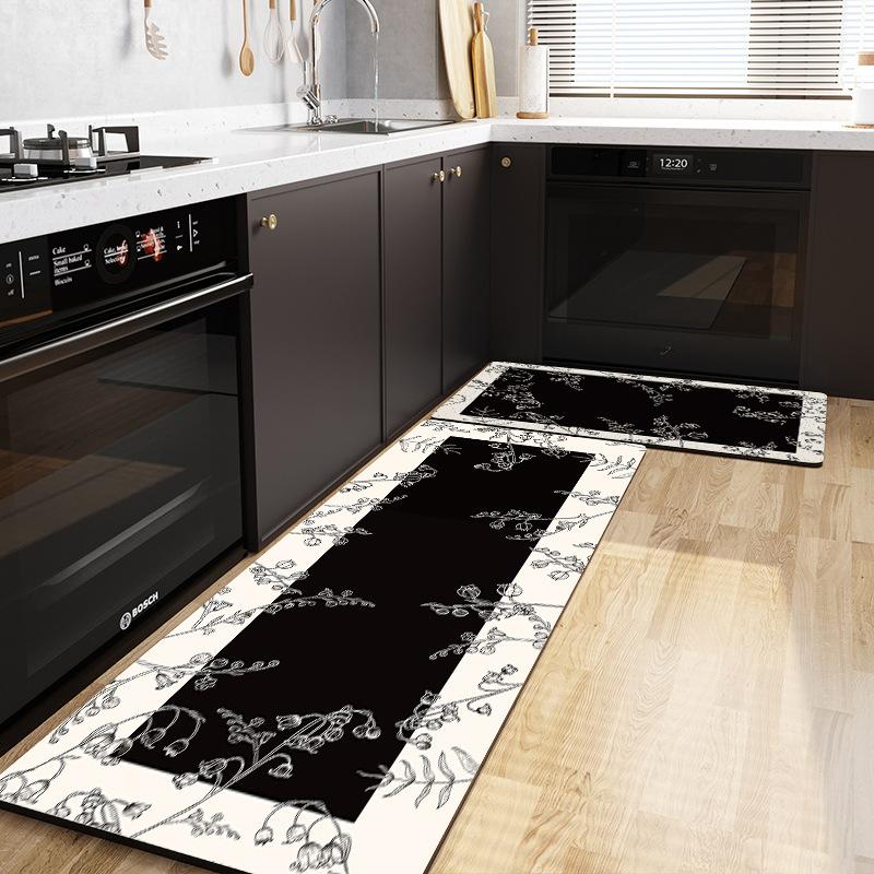 

Floral Butterfly Print Carpet Mat Rug Kitchen Home Decoration with Make Your Own Happiness Quote Stylish Floor Mat Set Carpet 40X60CM