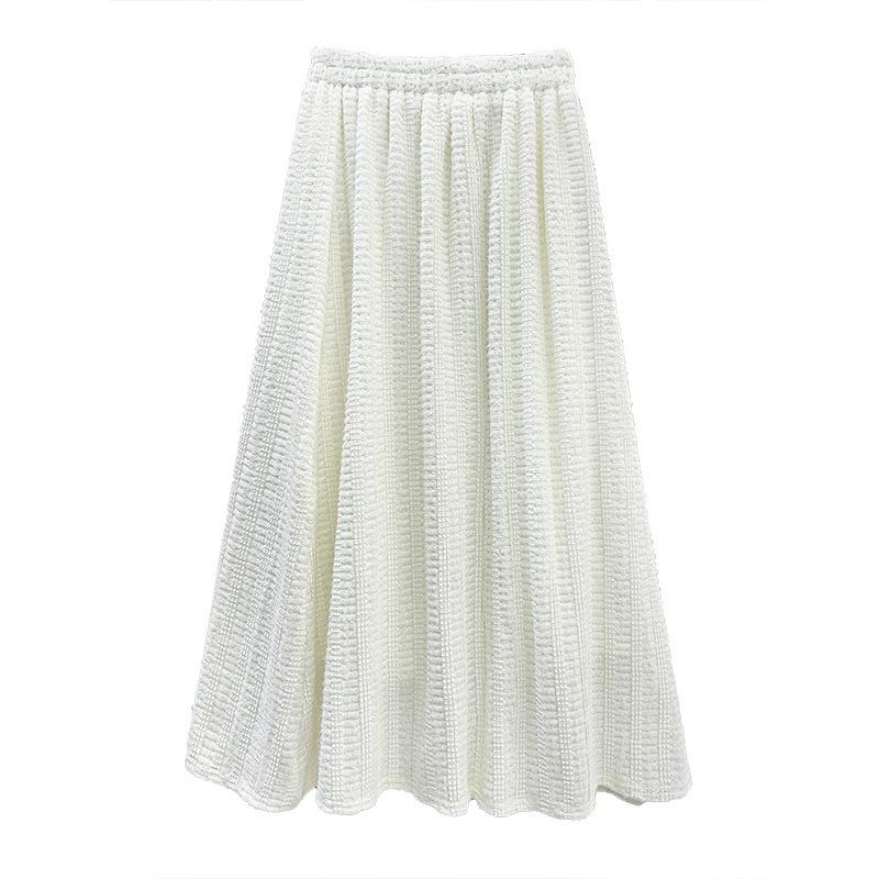 

Юбка из полированного кружева 2025 года, осень-зима, однотонная, эластичная талия, темпераментная, универсальная юбка на подкладке One size