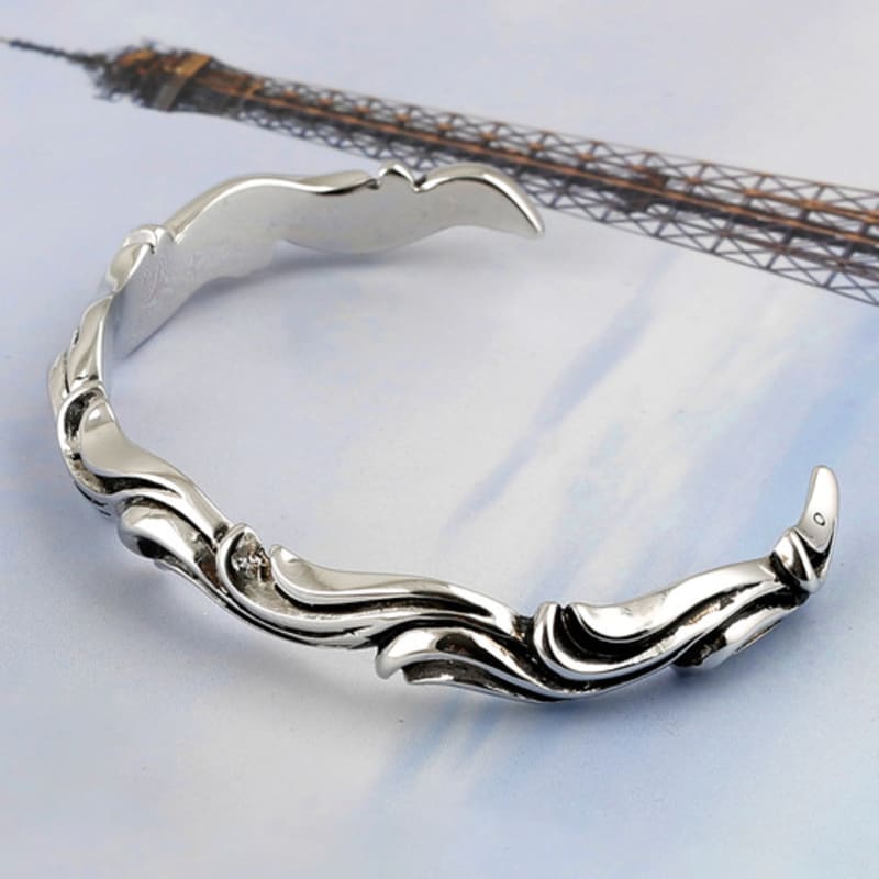SHOVEOFF SVB-193 Rough Wave Men's Bangle Bracelet