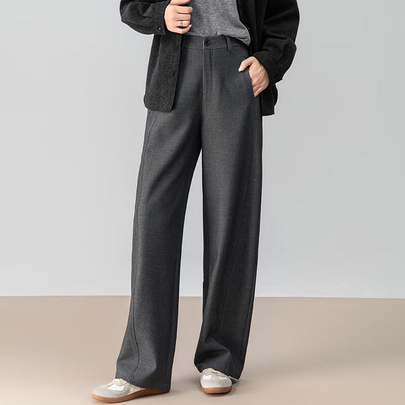 Fanzhen Women's High-Waist Wide-Leg Casual Wool Blend Trousers