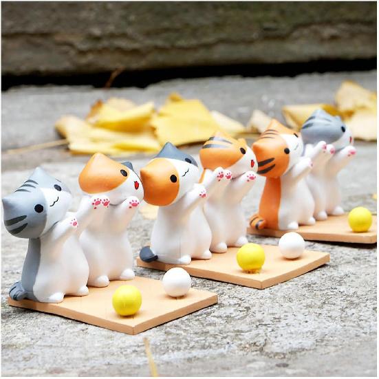 Cyrank Cell Phone Stand, Cute Cat Smartphone Stand Phone Holder Cute Animal Desktop Decor Portable Phone Stand for Phones Tablets(C)