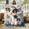 1 Cow Pattern Flannel Blanket - Soft and Warm, Suitable for Camping, Sofas, Beds and Chairs, a Perfect Holiday Gift for Kids