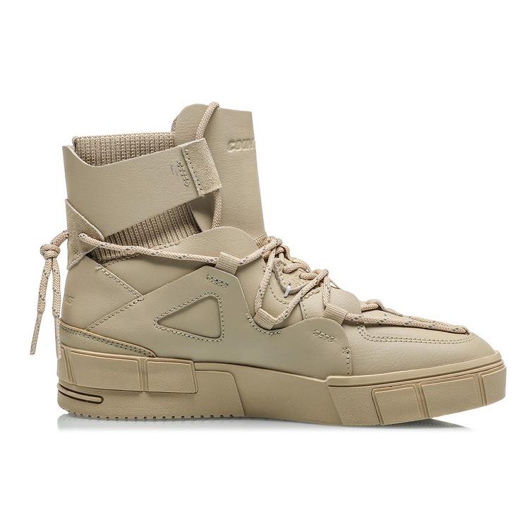 Li Ning CF High Top Skateboard Shoes Women's Plain Khaki AGCQ346-3