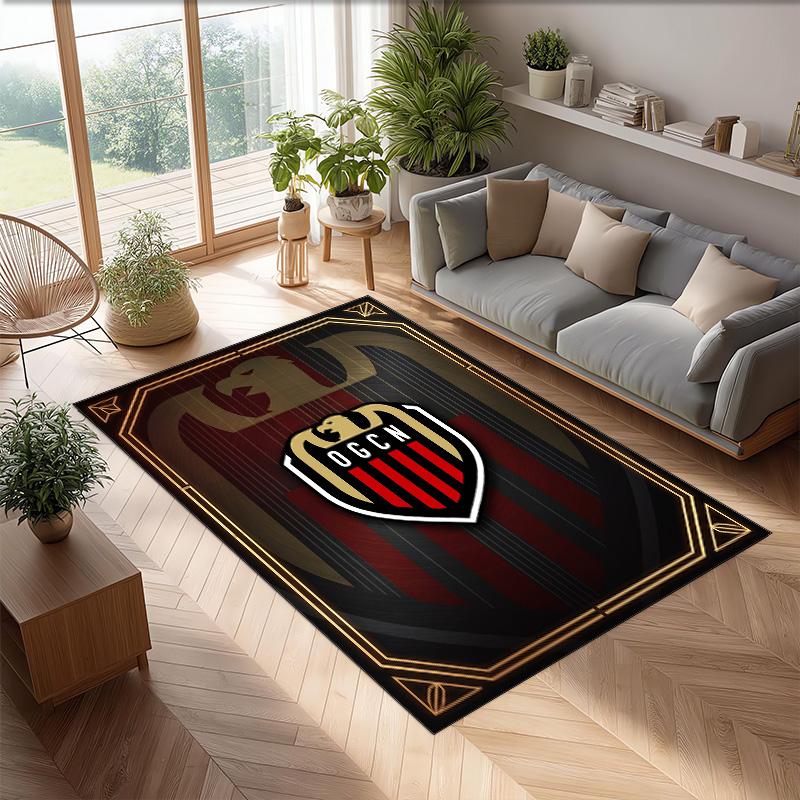 OGC Nice FC Soccer Football Pattern Soft Area Rug Non Slip Indoor Floor Carpet Sports Decor Mat for Bedroom