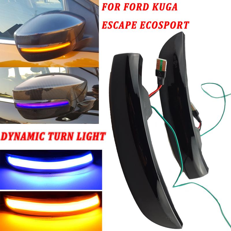 2PCS For Ford Kuga / Escape 2013-2018 Dynamic Blinker Led Turn Signal Lights Flowing Rear View Mirror Lights Indicator