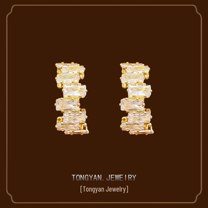 French Luxury Zircon C-Shaped No-Piercing Earrings for Women