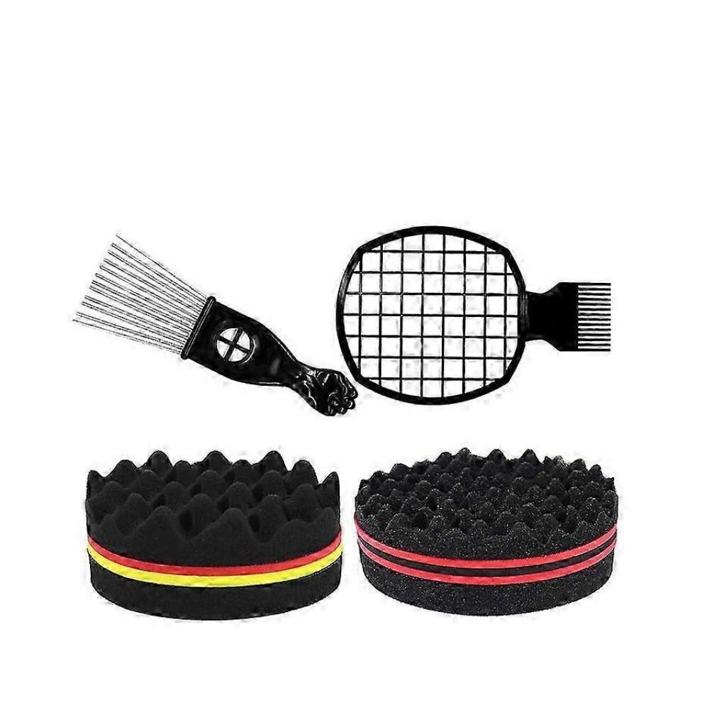 Schwamm Twist Locken 4 Stück Haar Schwamm Afro Twist Haarkamm Afro Haarbürste Schwamm Metall Afro Kamm Afro Twist Haarschwamm für Afro Kinky Haarstil