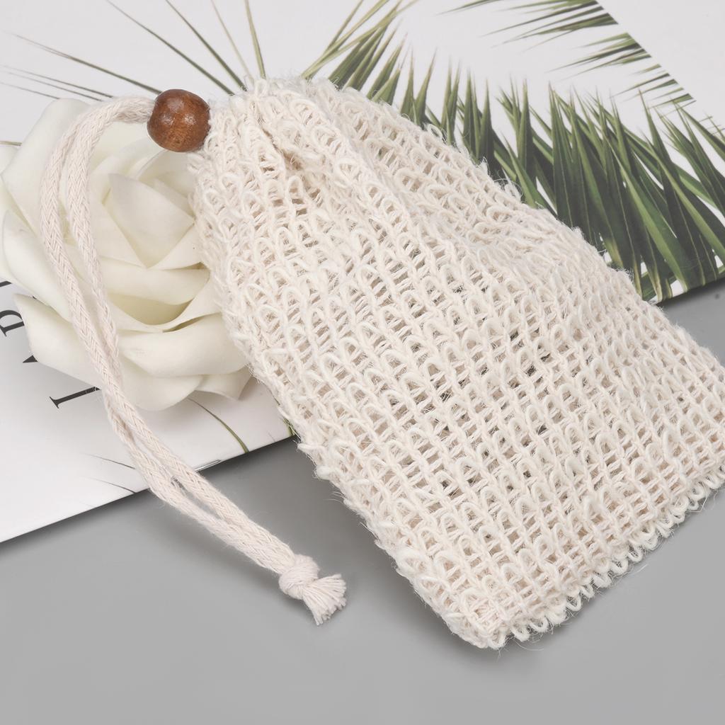 Exfolierande Tvålpåse Sisalhampa Blåsa Duschskum Skapare Nät Med Dragsko Tvålnät Skummande Lätt Bubbelpåse Badrum