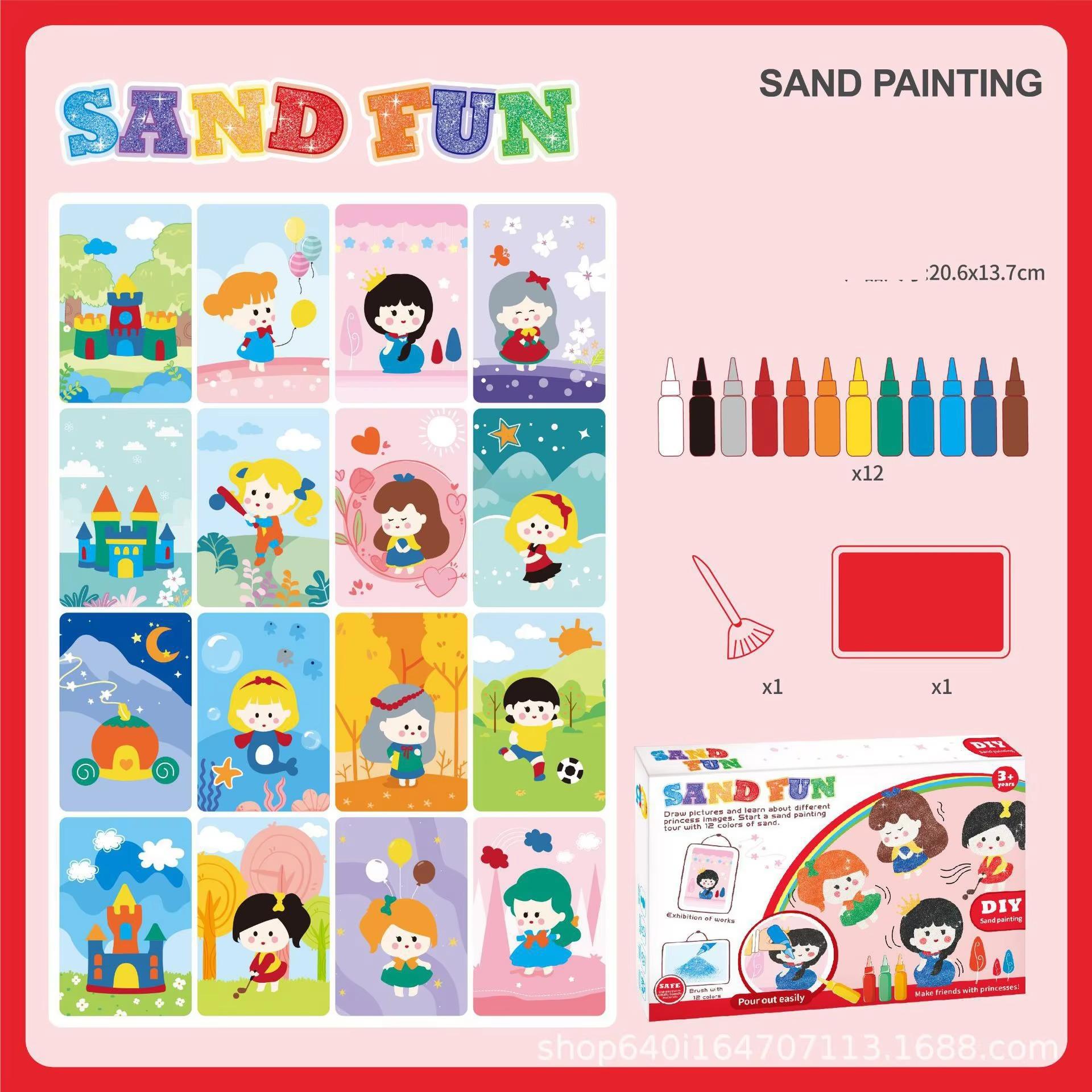 

Песочная живопись 1 шт., детская ручная раскраска-головоломка, набор для раскрашивания граффити, животные, дорожное движение, динозавры, игрушки для рисования песком