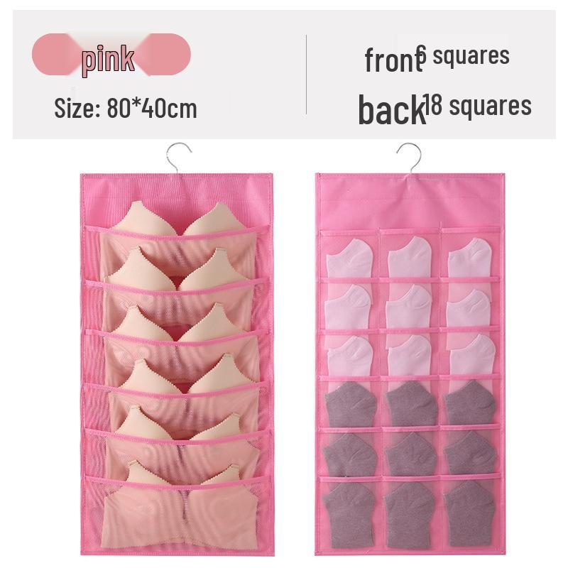 Dual-Sided Hanging Underwear Organizer for Wall or Dorm, Ideal for Bras and Panties.