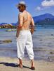 Men's Cotton Linen Loose Drawstring 7-Point Shorts