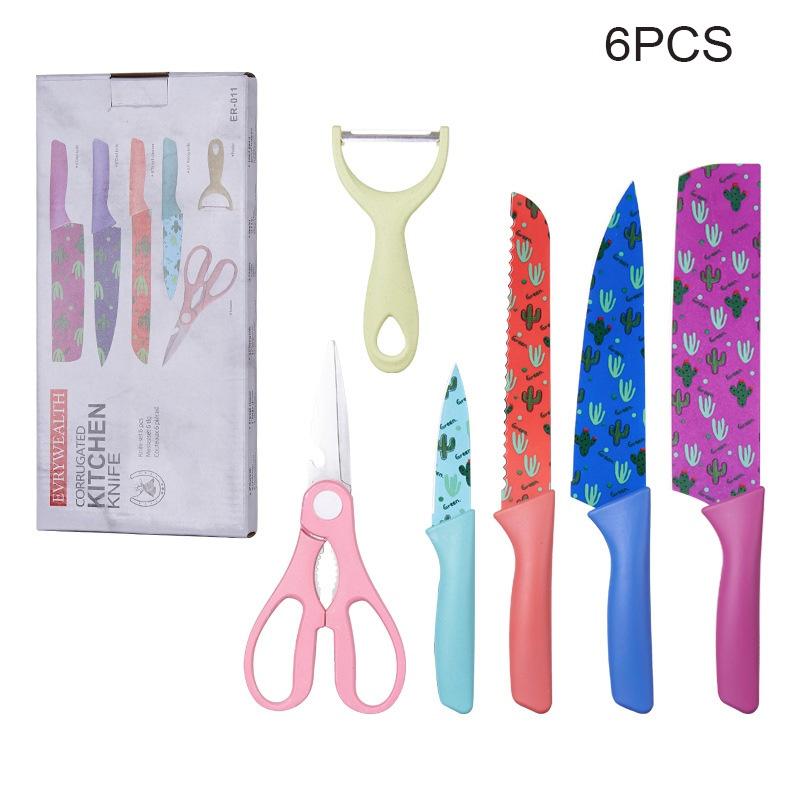 WXCOO Colorful Knife Set Fruit Peeler Vegetable Slicing Kitchen Accessories Wheat Straw Cooking Cutter Butcher Knife for Kitchen