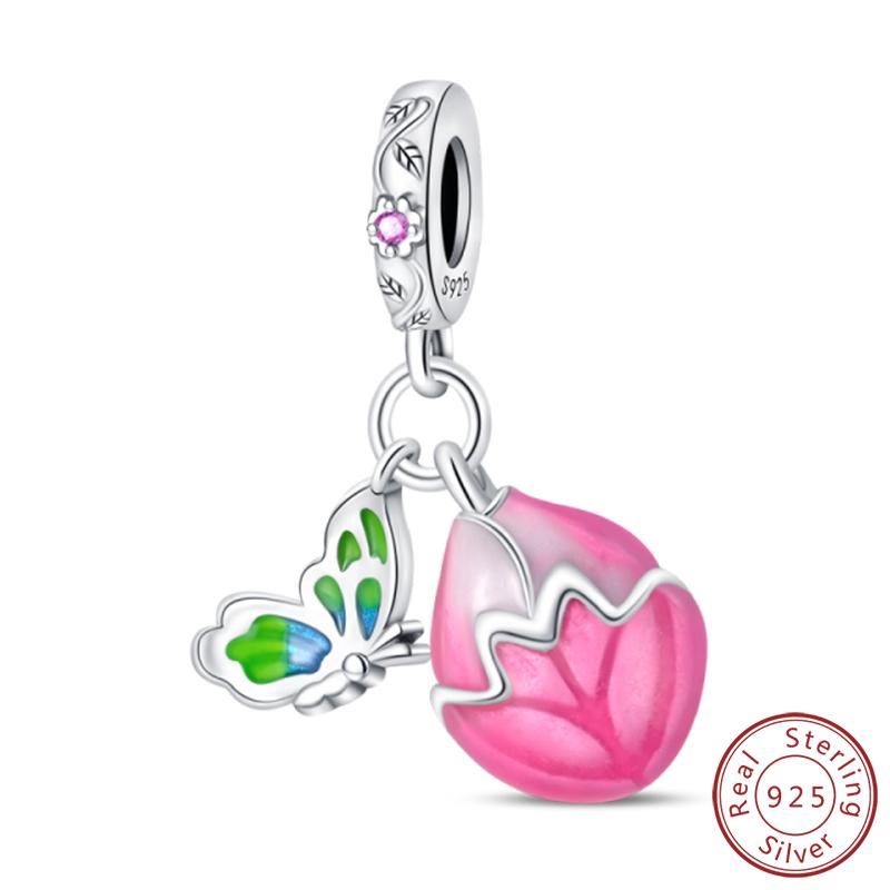 Elegant S925 Silver Butterfly & Dragonfly Multicolor Charms Beads Pendant 3mm DIY Fine Jewelry Making Accessories Gifts