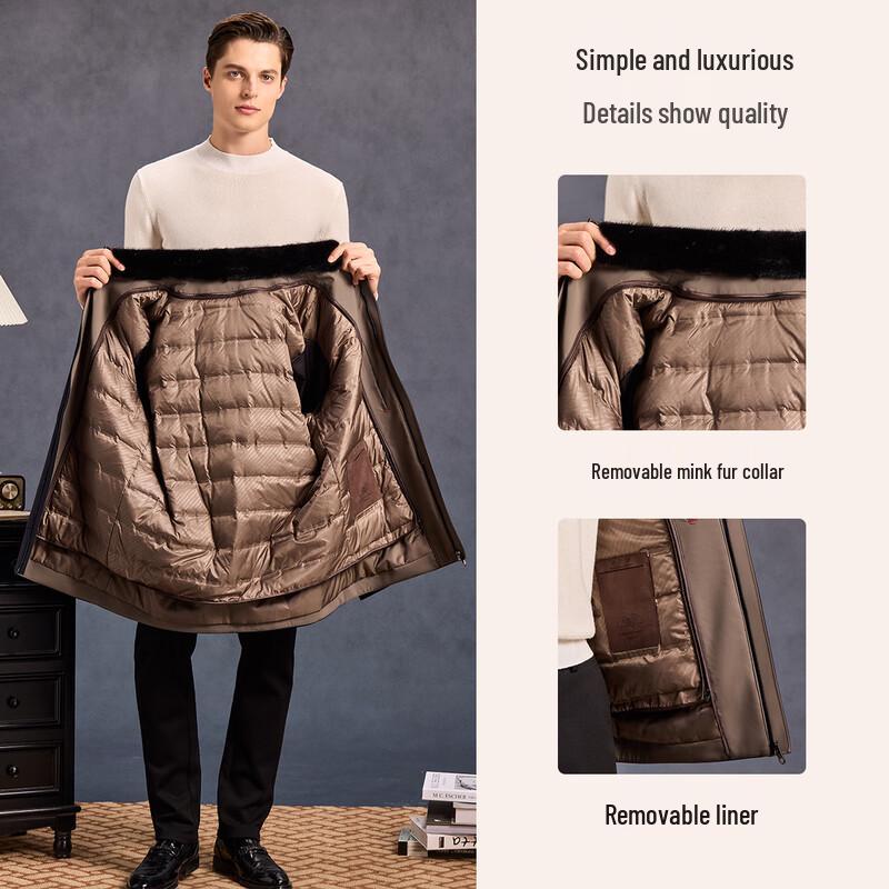 Doudoune Mi-Longue pour Homme Antonio avec Doublure Amovible et Col en Vison