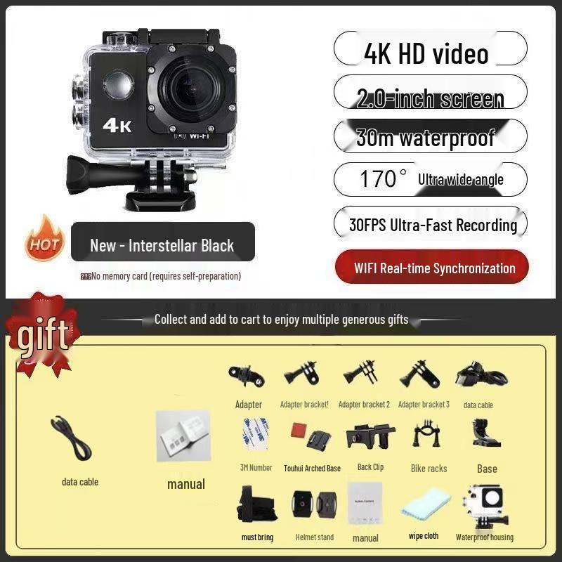 4K Waterproof 360° Panoramic Action Camera for Motorcycle & Fishing