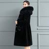 Sheep shearing coat women's long new waist thickened hooded imitation fox fur collar imitation fur coat