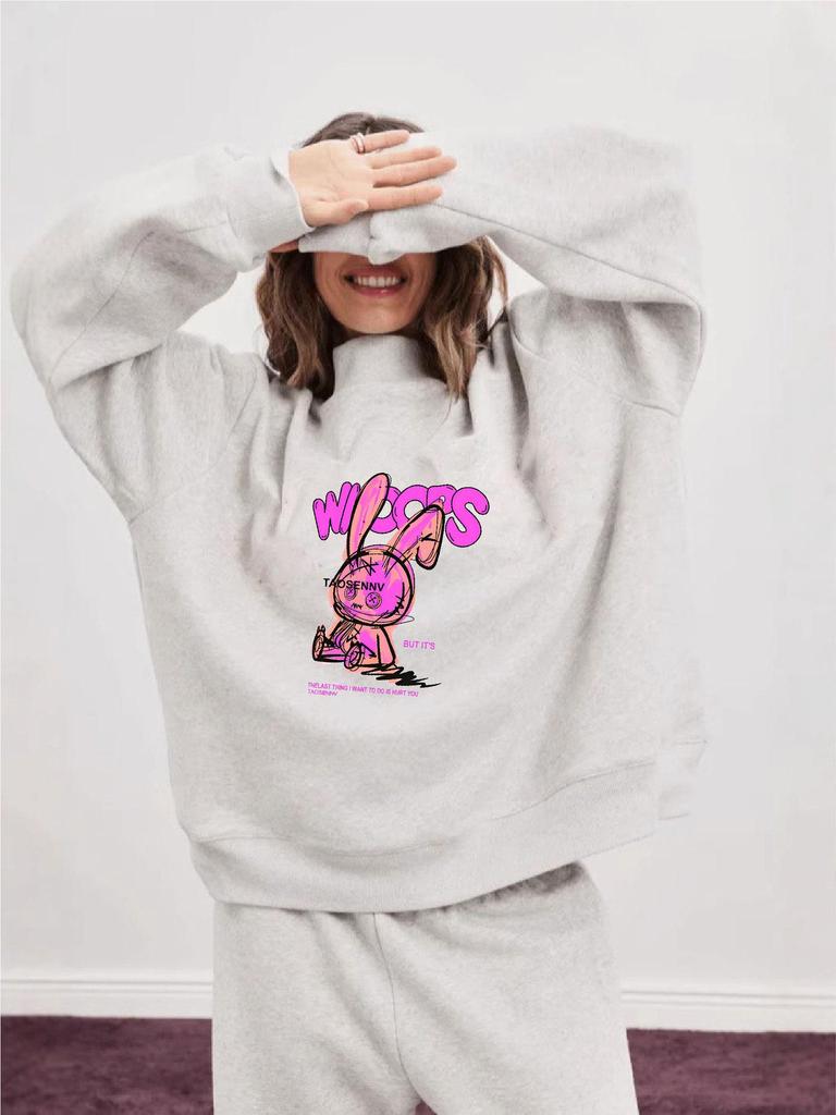 Women's Casual High Neck Trendy Hoodie - Spring & Autumn Versatile Style