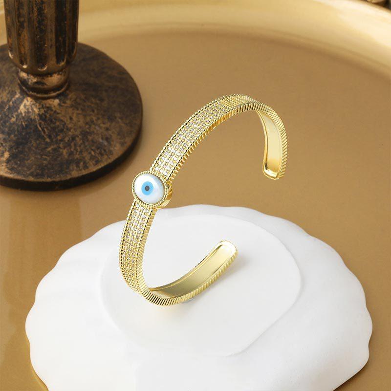 Micro Zircon Palm Geometric Ring Dripping Devil's Eye Open Ring Bracelet