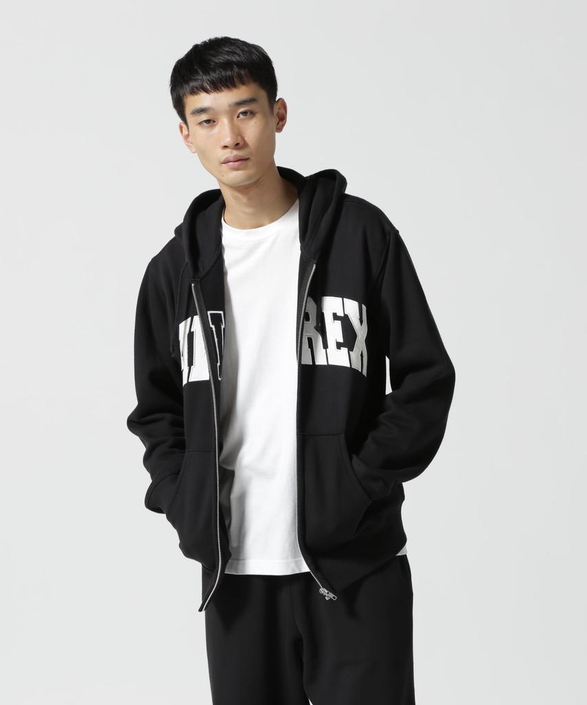 Avirex DAILY ZIP UP SWEAT PARKA LOGO Sweatshirt Hoodie with Logo L 010 Black / Zip-up / 783-3931007 Men's