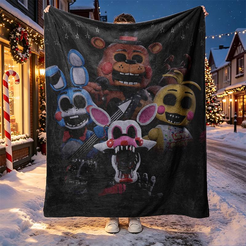 Five Nights At Freddy's Pattern Blanket for Home Decoration, Bed, Sofa, Car Travel, Camping, Suitable for All Seasons, Birthday Christmas Gift
