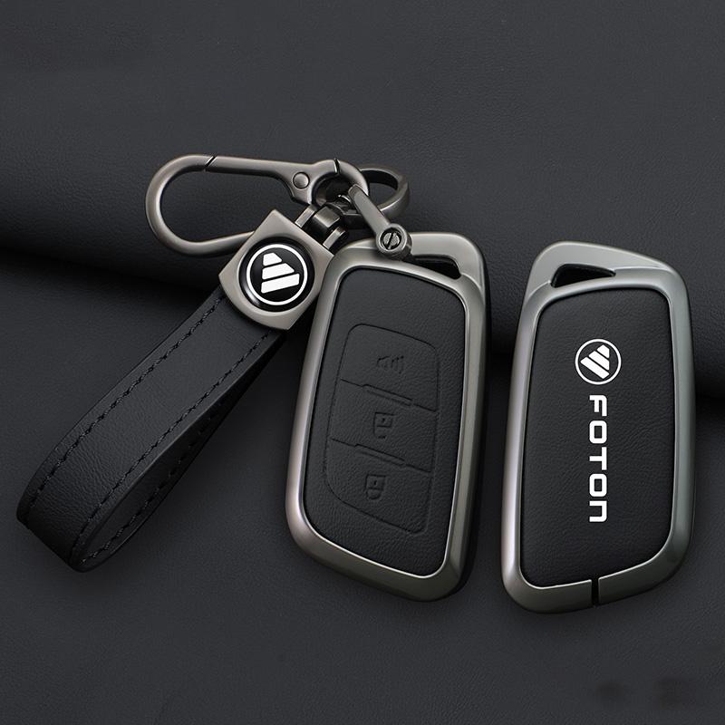 Zinc Alloy Leather Car Key Case Cover For Foton Senior General G9 Landscaper Yutu 9/8 pickup F9 Xiangling Q Protector Keychain