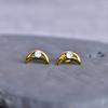 Rainbow Moonstone Studs, Blue Sheen Moonstone Tiny Stud Earrings, Healing Gemstone Small Earrings, Minimalist 14K Gold Studs , Gift for Her