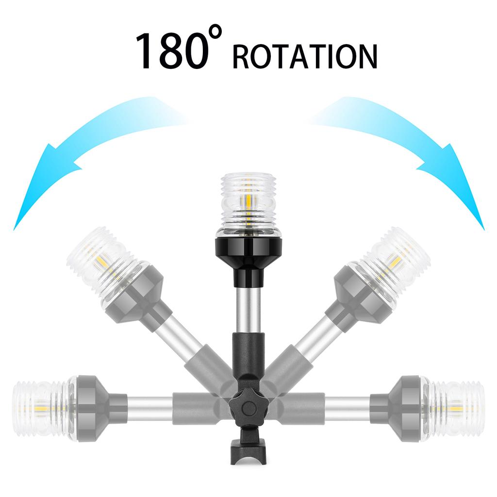 9/12 Inch LED Marine Boat Navigation Light 180 Degree Fold Down Sailing Signal Anchor Light Waterproof Yacht Accessories 12V 24V