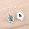 Blaue Kupfer Türkis Handgemachte Edelstein Ohrringe, 925 Sterling Silber Ohrringe Antiker Schmuck, Für Verlobungsgeschenk