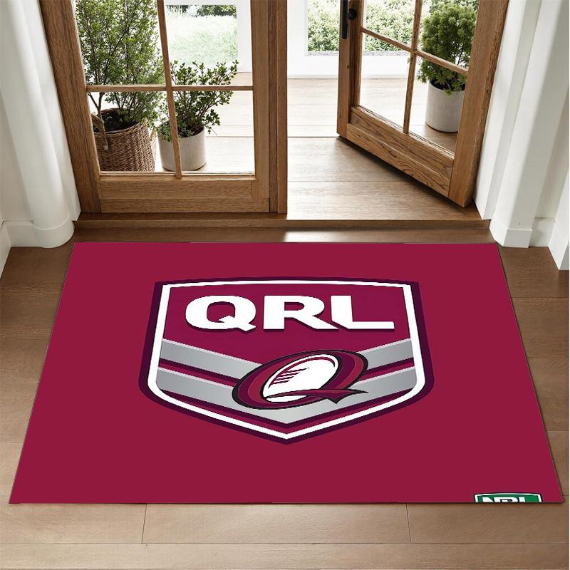 Queensland Maroons Design Crystal Velvet Rug Soft Decorative Mat for Bedroom Entrance