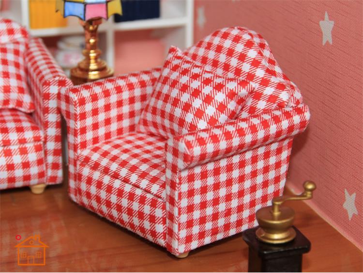 1:12 Dollhouse Miniature Floral Single Sofa for Living Rooms or Bedrooms