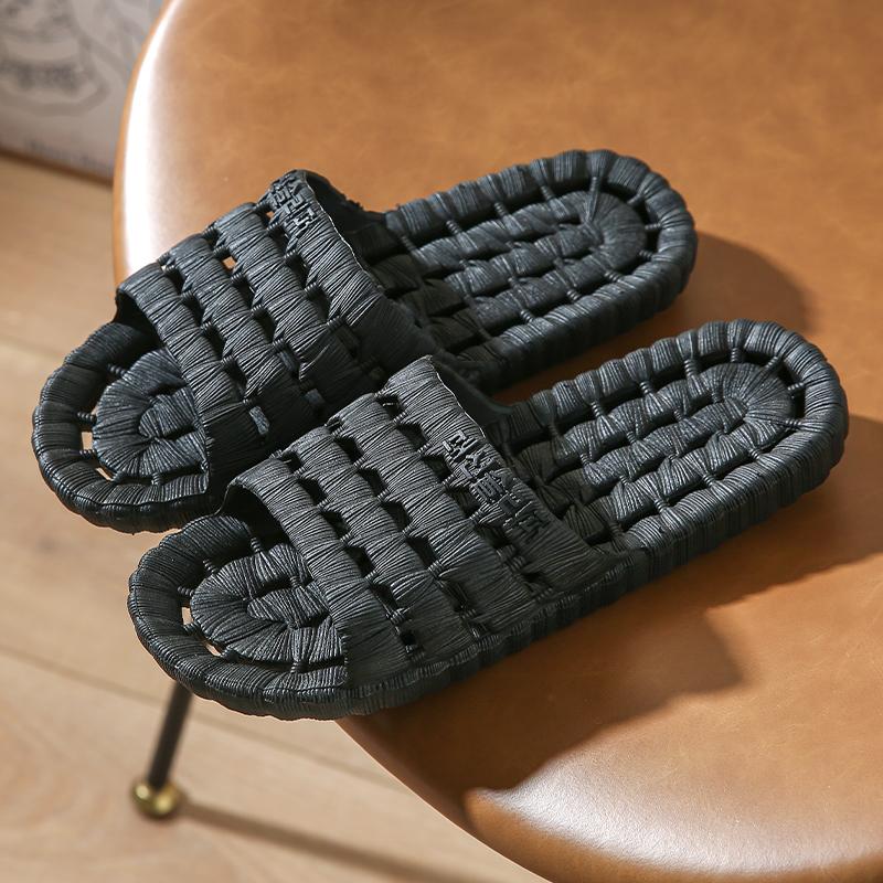 Bath slippers non-slip and water leakage men's summer outer wear bathroom sandals soft bottom home hollow indoor household couple