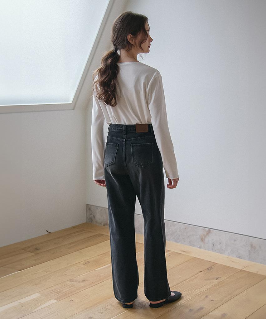 VEM.VER Semi-Wide Denim Pants_Black