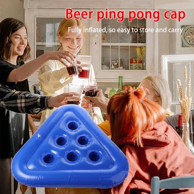 PVC Inflatable Triangle Cup Holder Water Play Interactive Float Beer Holder Multi-hole Decoration Float Bathing Pool