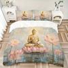 3pcs bedding set Buddha Lotus Includes 1 Comforter + 2 Pillowcases, Without Pillow Inserts, Soft Comfortable, Lightweight Breathable, Printe