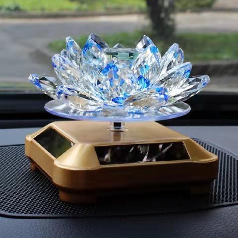 Solar-Powered Rotating Lotus Car Perfume Ornament