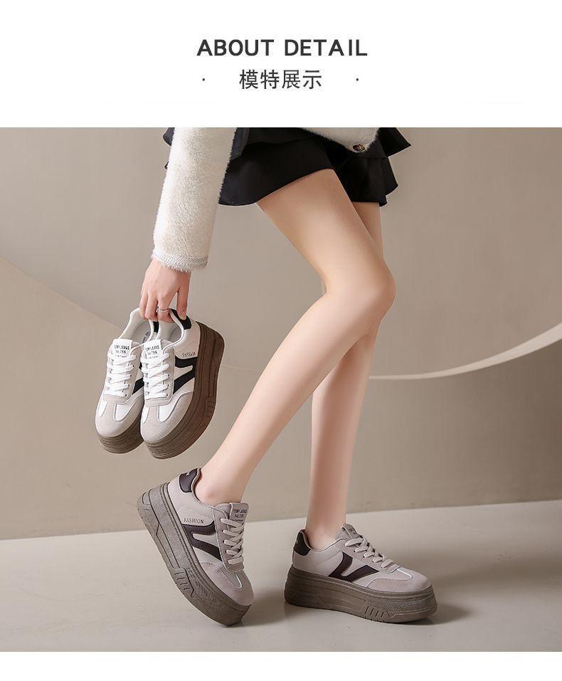 thick-soled German training shoes for women's 2025 spring and autumn new models, the explosion has increased, and the soft-soled versatile white shoe