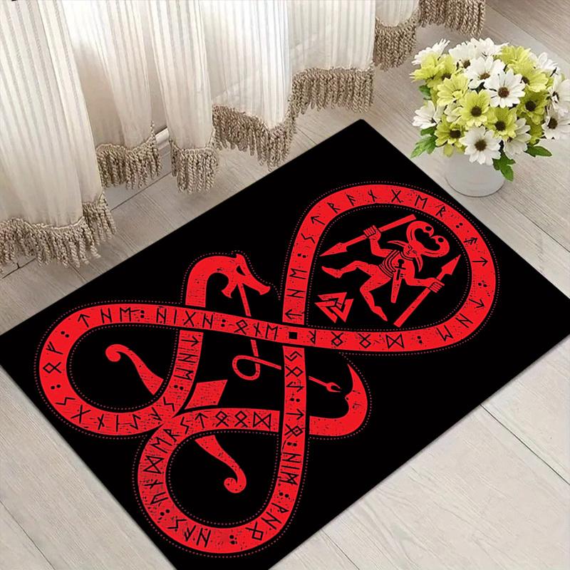 1pc Viking Pattern Print, Design Indoor Area Rug - Soft, Anti-Slip, and Durable Gaming Room Decor for Bedroom, Living Room