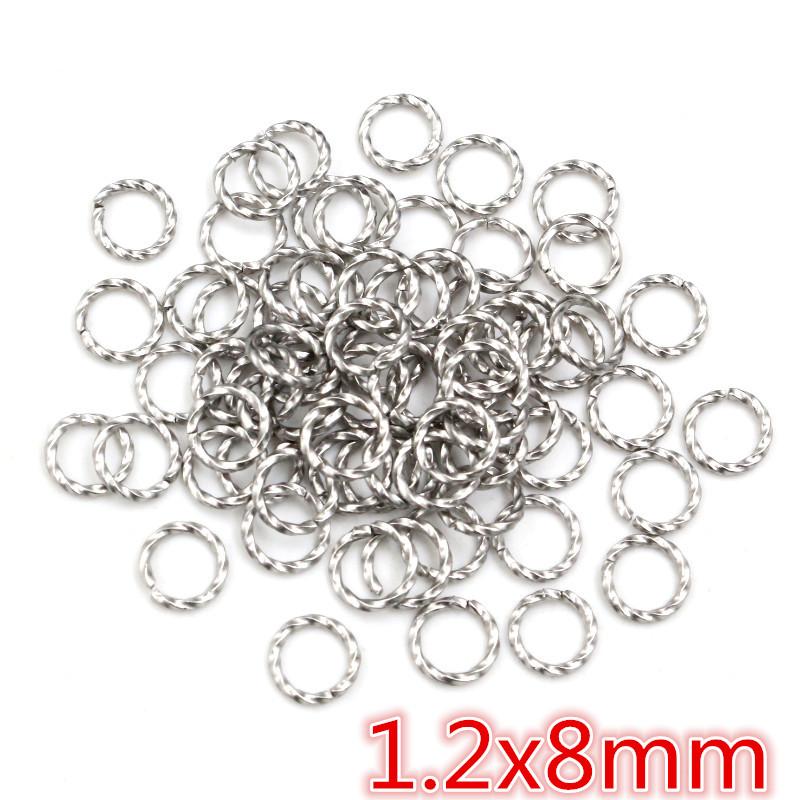 50pcs Stainless Steel 1/1.2mm Thick 6 8 10 12 14mm Twist Open Jump Rings for DIY Jewelry Making Findings for Earrings Necklace
