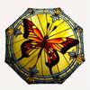 Stained Butterfly Window Panel - Vibrant Artwork for Home DecorUmbrella, Portable 3-Fold Compact Umbrella,Christmas Gift ES534