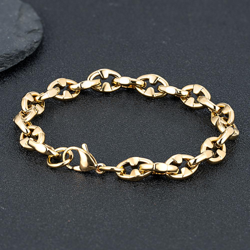 Men‘s 8.5MM Width Locomotive Vintage Oxidized Black Thorns Chain Link Bracelet Punk Stainless Steel Biker Bracelets Gift