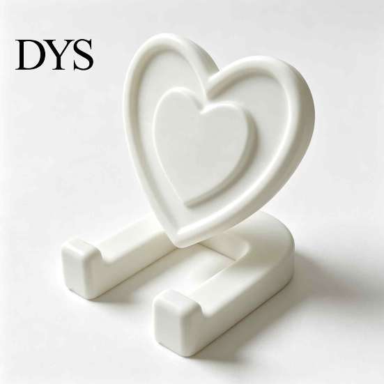 Cute Heart Phone Mount Minimalist Shaped Tablet Stand, 3D Printed Desktop Holder, DIY Girly Room Decor Accessories Blank Decorative Ornament, Romantic