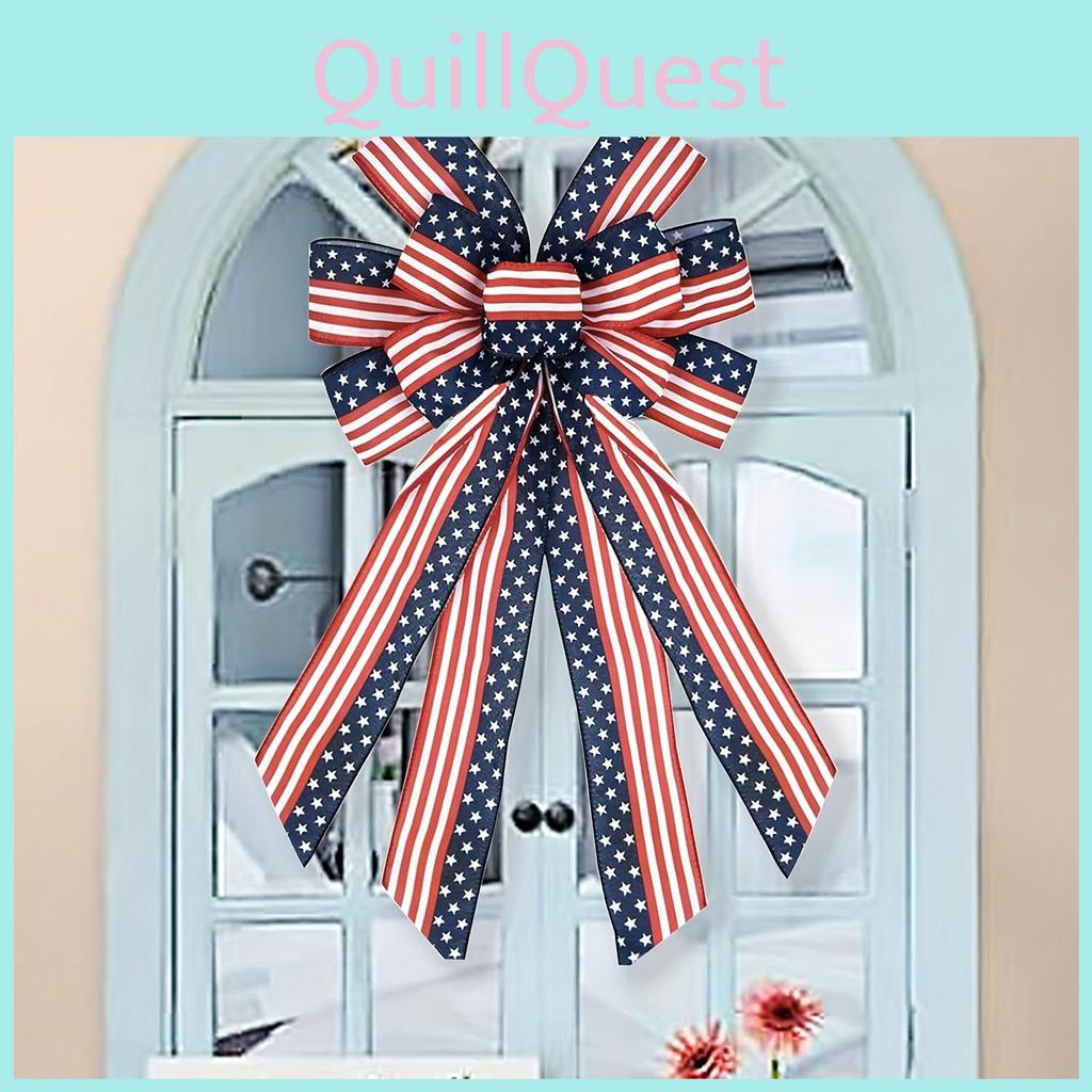 Elegant Patriotic American Independence Day Flag Bow Decorative Ribbon For Indoor Outdoor Celebrations And Festivities