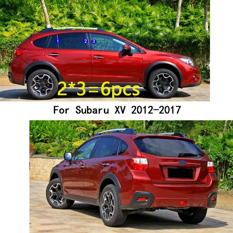 Car TPU/Glossy Mirror Pillar Post Cover For Subaru XV 2012 2013 2014 2015 2016 2017 Door Trim Window Molding Sticker Plate 6pcs