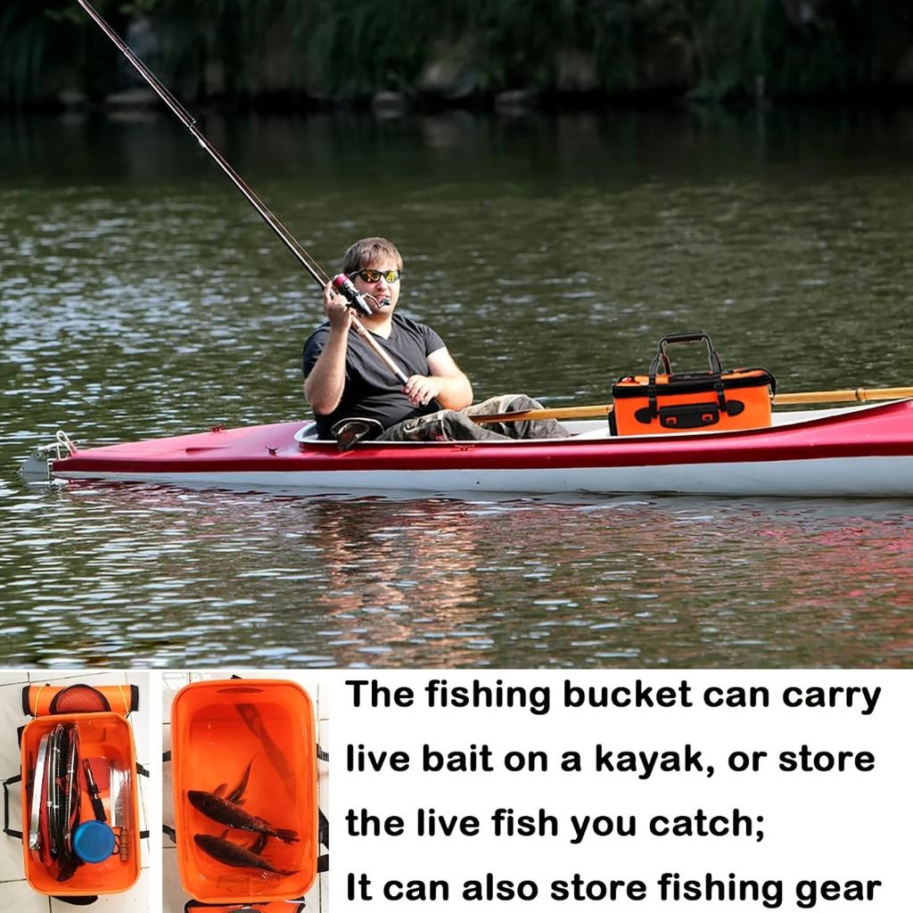 Secchio da Pesca Pieghevole in EVA, Contenitore Multifunzionale Portatile per Pesci Vivi per la Pesca all'Aperto, Regalo di Festa Perfetto per Uomini a San Valentino