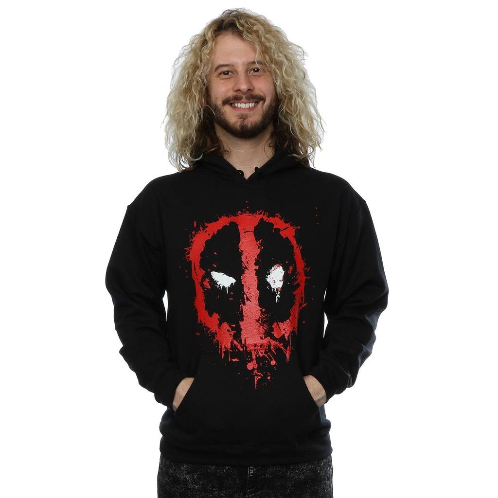 Deadpool Mens Splat Face Cotton Hoodie