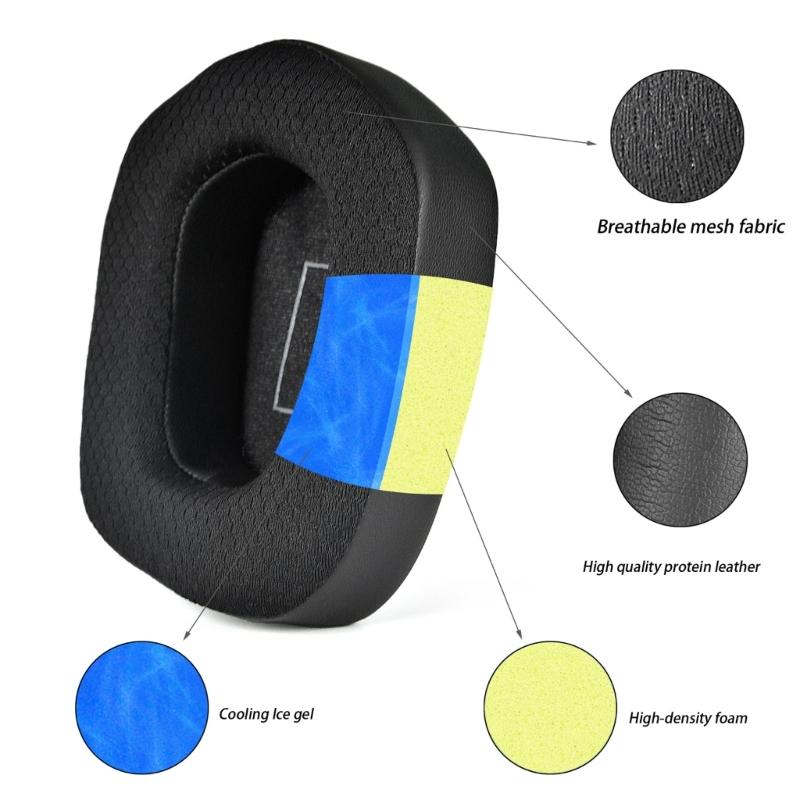 Soft & Elastic Ear Pads Cooling Gel Ear Cushions for G733 Headsets Earpads Block Noise, Improve Sound Quality Earcups