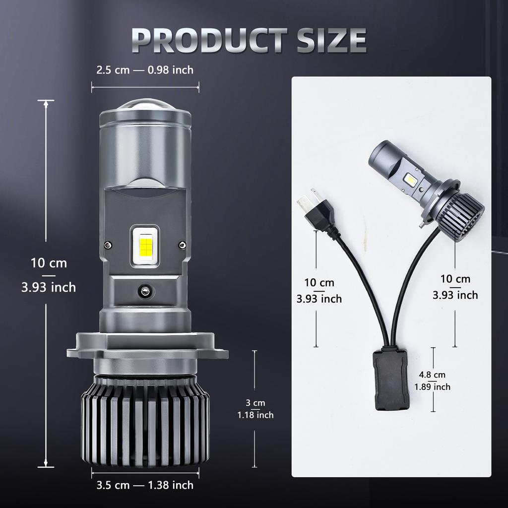 H4 LED Headlight Bulbs, 25000LM 90W Dual-Lens Super Bright LED Headlights Conversion Kit 6000K