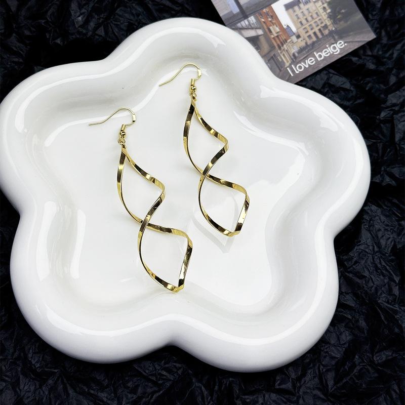 Korean S925 Silver Spiral Wave Earrings
